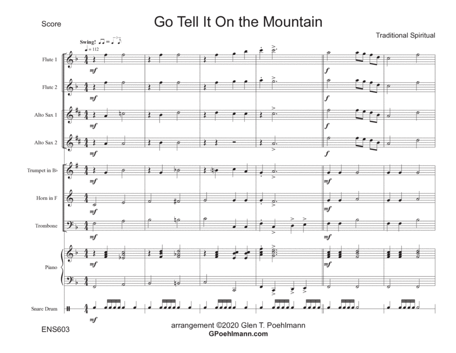 GO TELL IT ON THE MOUNTAIN - Instrumental Ensemble (flexible instrumentation) Large Ensemble scores gallery preview page 1