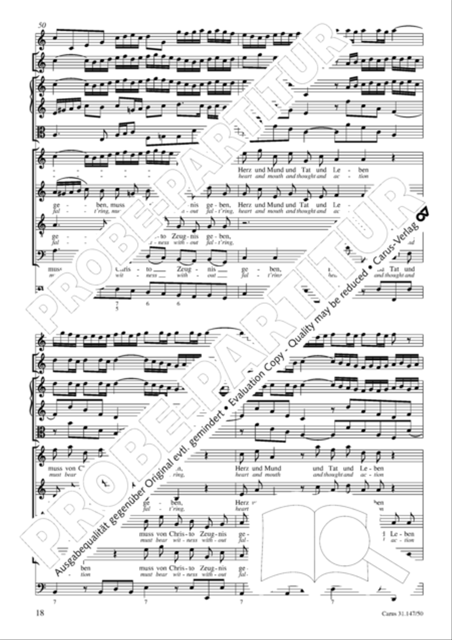 Heart and mouth and thought and action (Herz und Mund und Tat und Leben) (Herz und Mund und Tat und Leben) 4-Part scores gallery preview page 19