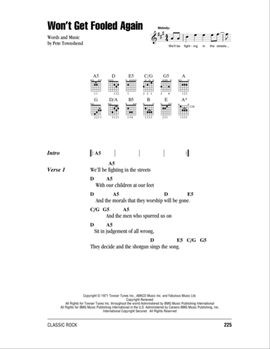 Won't Get Fooled Again Acoustic Guitar scores gallery preview page 1