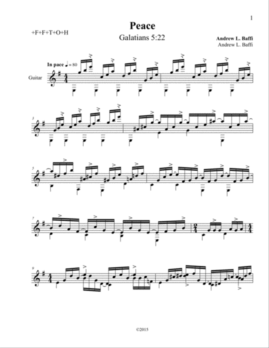 FRUIT OF THE SPIRIT: III. PEACE Guitar Tablature scores gallery preview page 5