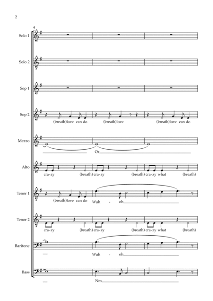 Crazy What Love Can Do A Cappella scores gallery preview page 2