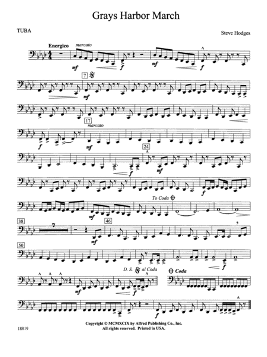 Grays Harbor March: Tuba Grays Harbor March: Tuba Concert Band scores gallery preview page 1