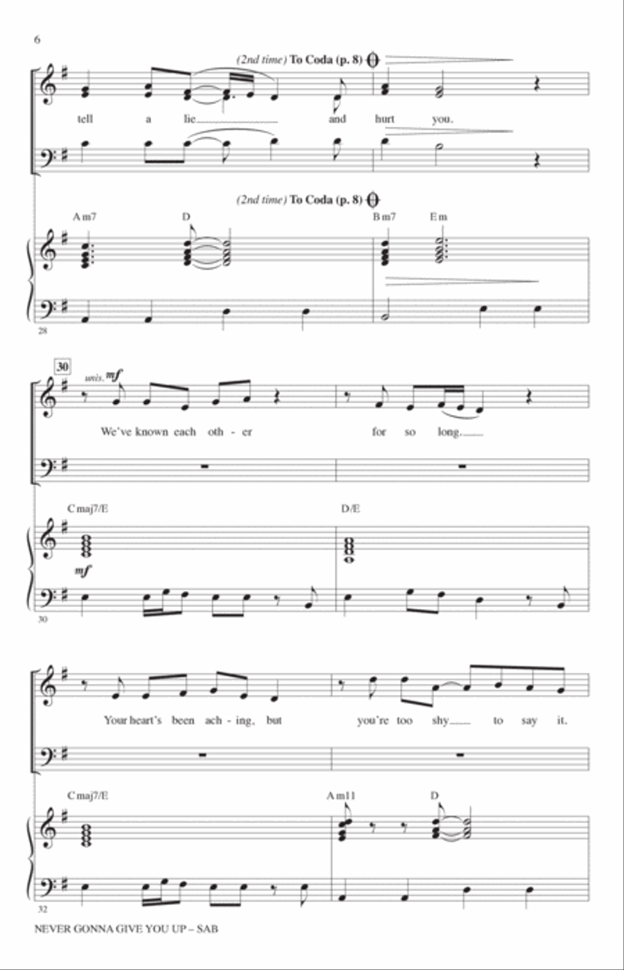 Never Gonna Give You Up (arr. Roger Emerson) 3-Part scores gallery preview page 5