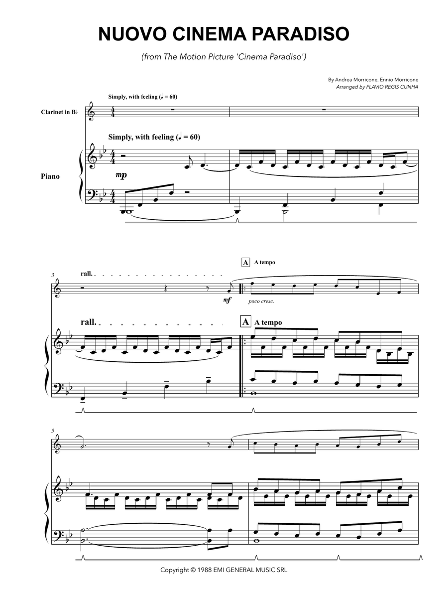 Nuovo Cinema Paradiso B-Flat Clarinet scores gallery preview page 3