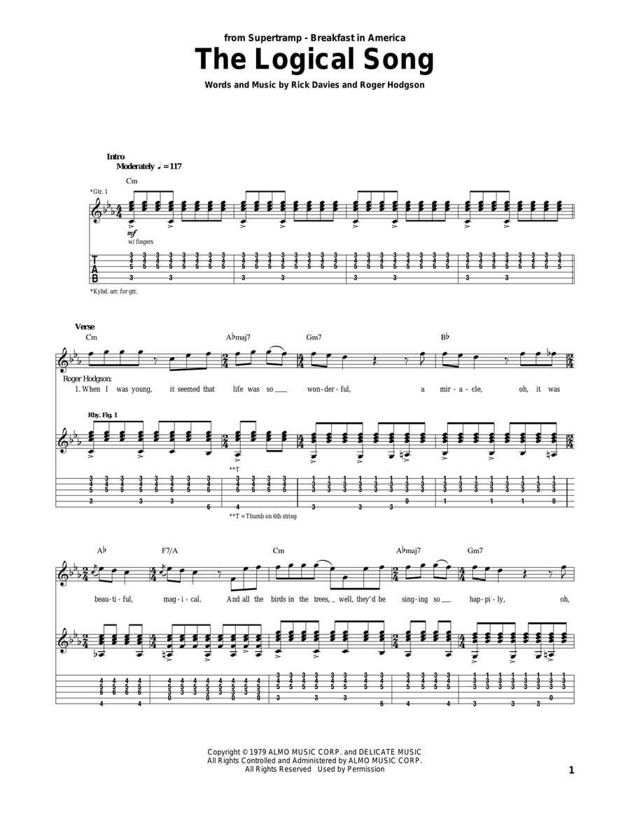 The Logical Song Acoustic Guitar scores gallery preview page 1