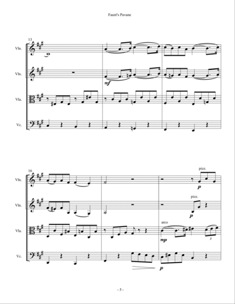 Fauré's Pavane - String Quartet String Quartet scores gallery preview page 5