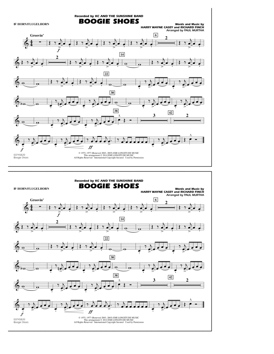 Boogie Shoes - Bb Horn/Flugelhorn Marching Band scores gallery preview page 1