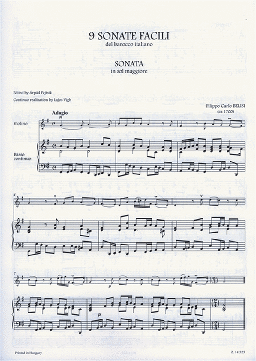 9 Sonate facili (prima posizione) del barocco ital