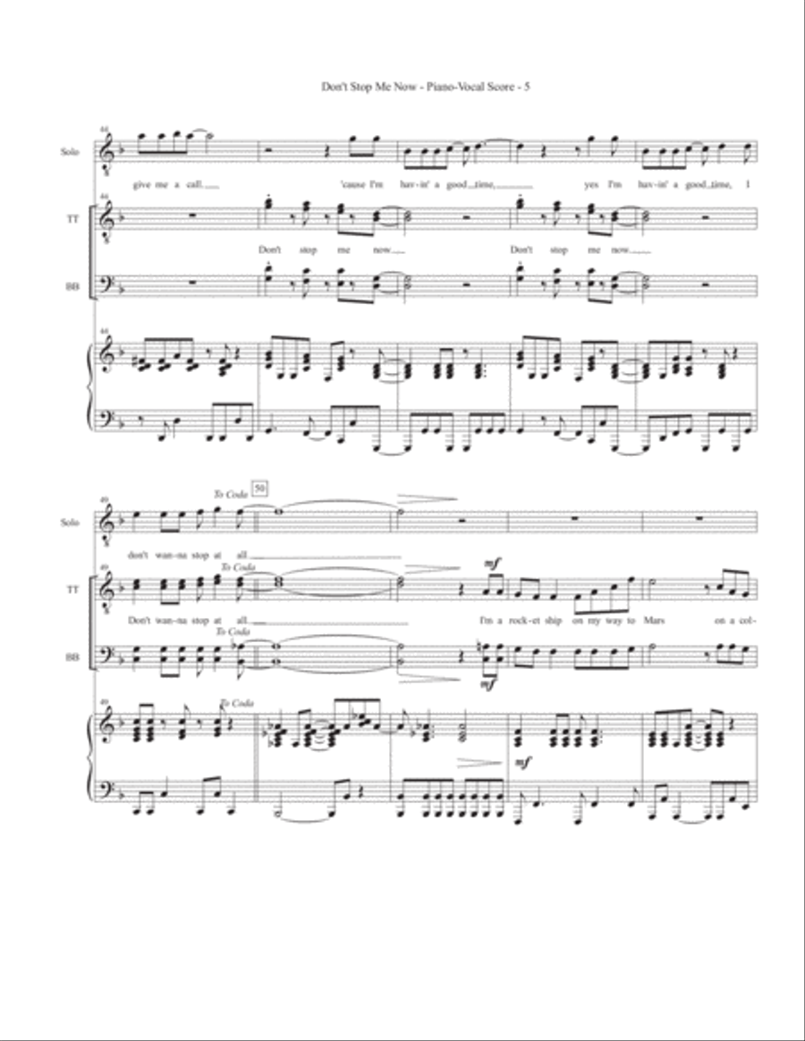 Don't Stop Me Now TTBB scores gallery preview page 5