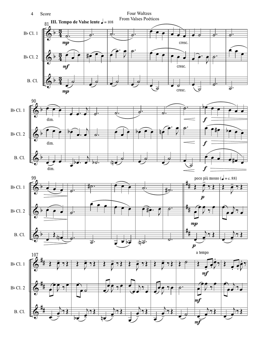 Granados - 4 Waltzes set for Clarinet Trio Clarinet Trio scores gallery preview page 5