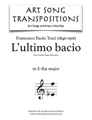 Book cover for TOSTI: L'ultimo bacio (transposed to E-flat major)