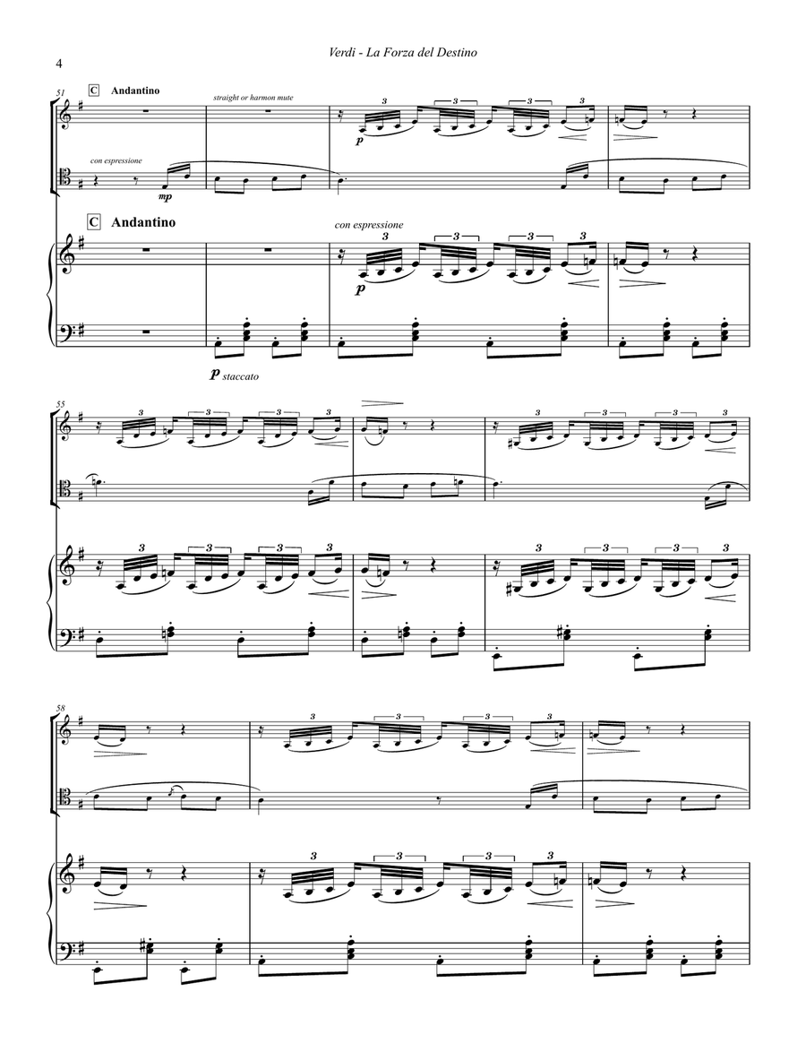 La Forza del Destino (Force of Destiny) Overture for Trumpet, Trombone and Piano Brass Duet scores gallery preview page 4