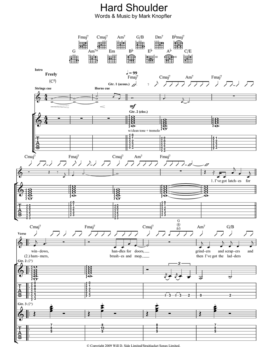 Hard Shoulder Guitar Tablature scores gallery preview page 1