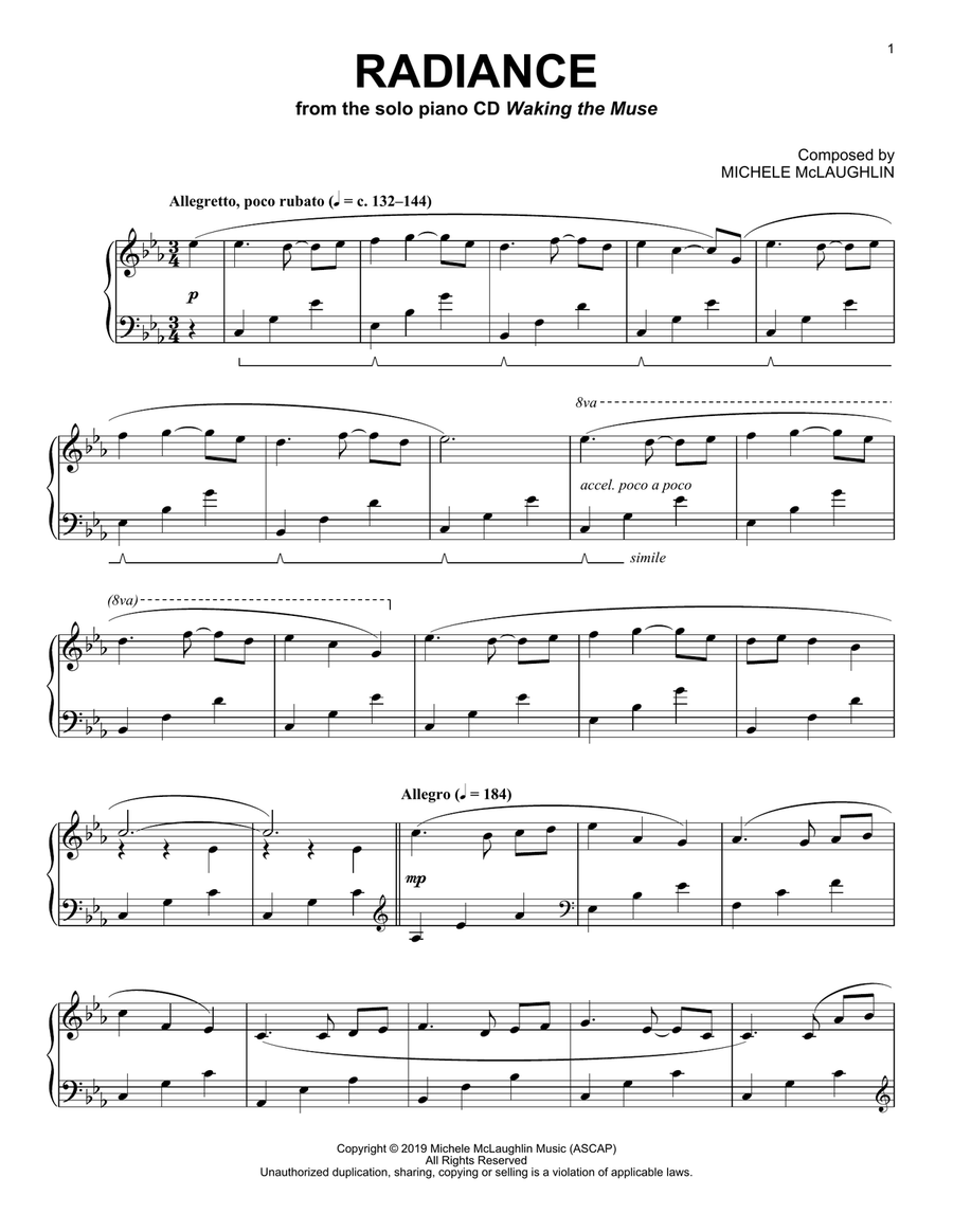 Radiance Radiance Piano Solo scores gallery preview page 1