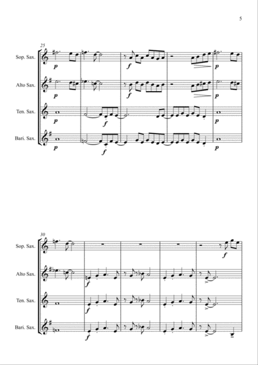 Smoke On The Water Smoke On The Water Saxophone Quartet scores gallery preview page 5