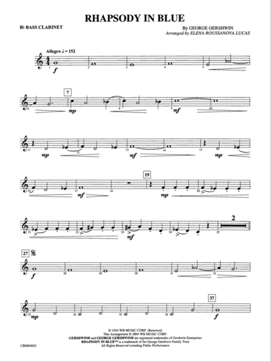 Book cover for Rhapsody in Blue™: B-flat Bass Clarinet