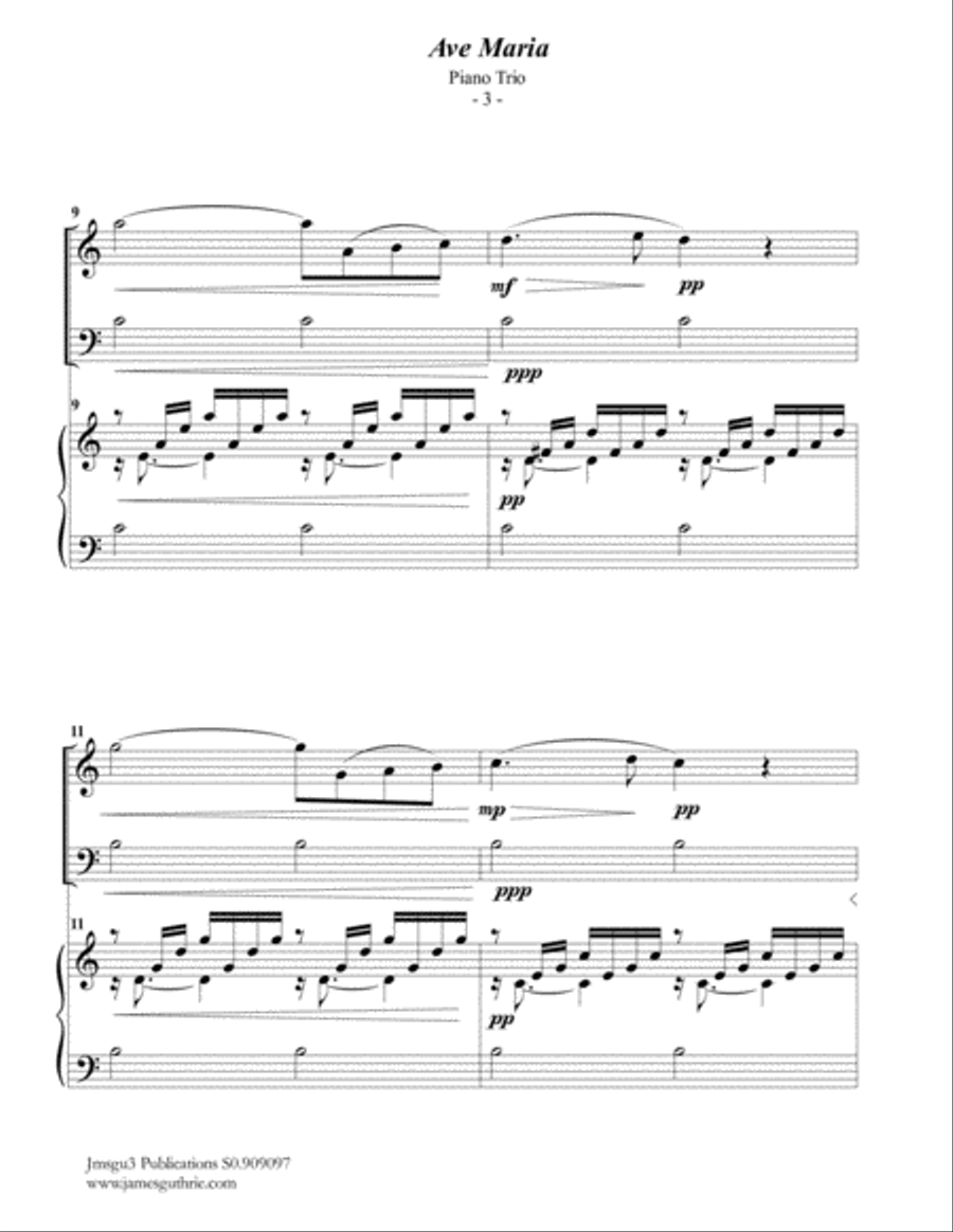 Bach-Gounod: Ave Maria for Piano Trio Piano Trio scores gallery preview page 3