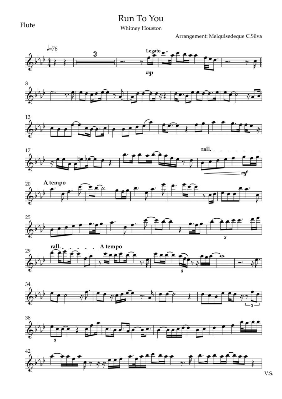 Run To You Run To You Flute Solo scores gallery preview page 1