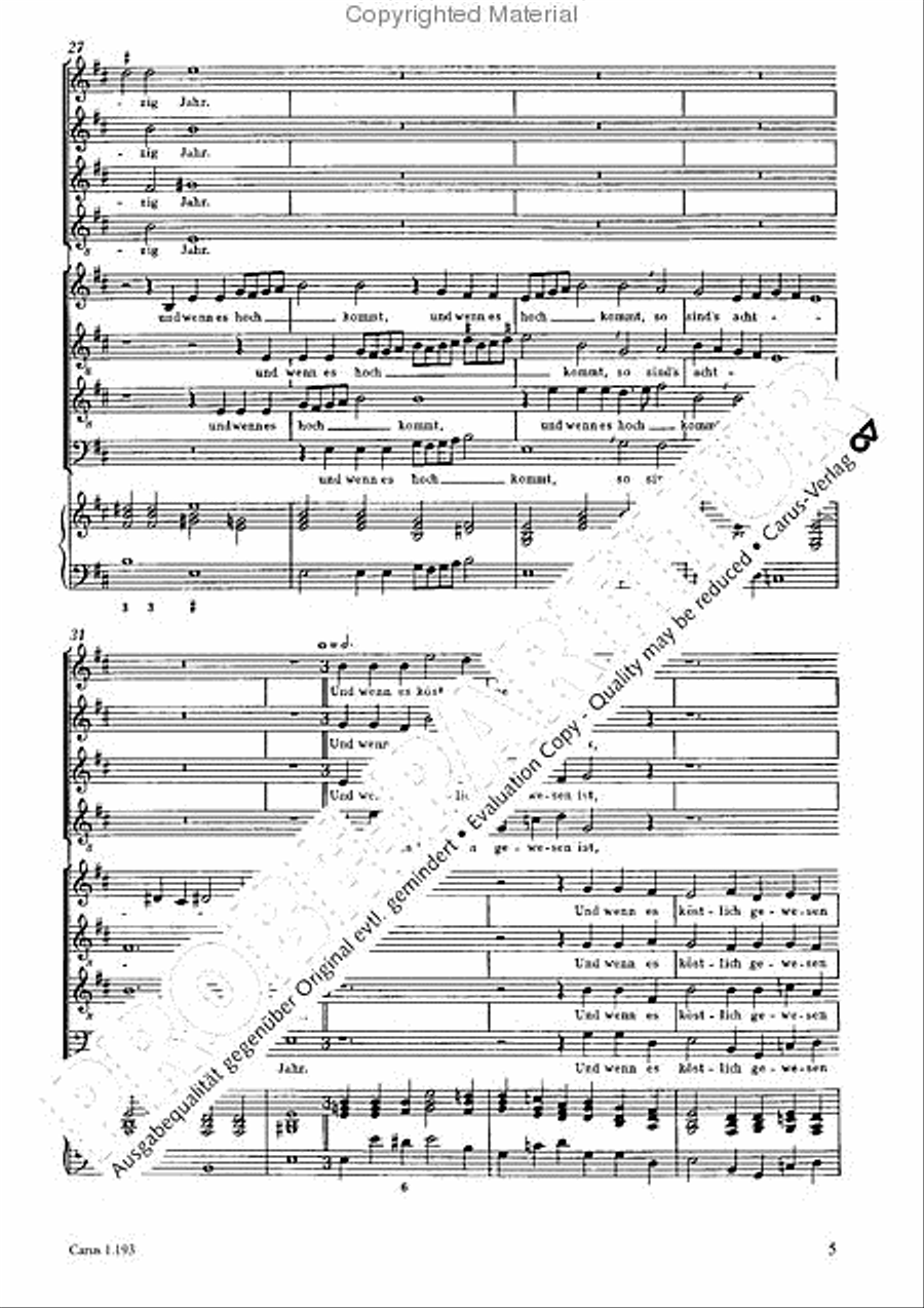 Unser Leben wahret siebzig Jahr Choir scores gallery preview page 6