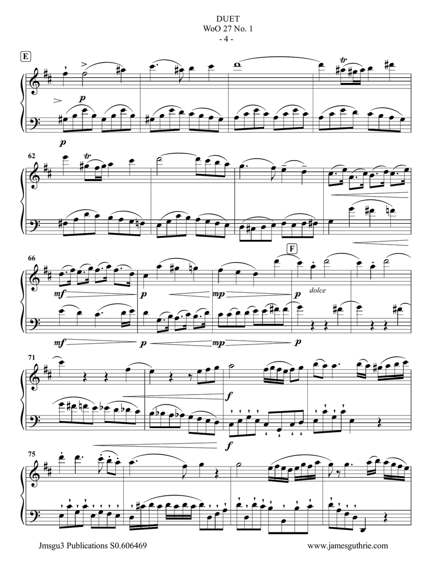 Beethoven: Three Duets WoO 27 for Tenor Sax & Cello Tenor Saxophone scores gallery preview page 4
