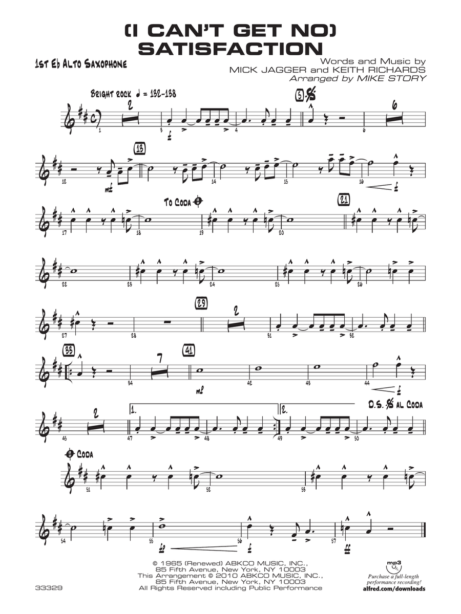 (I Can't Get No) Satisfaction: E-flat Alto Saxophone