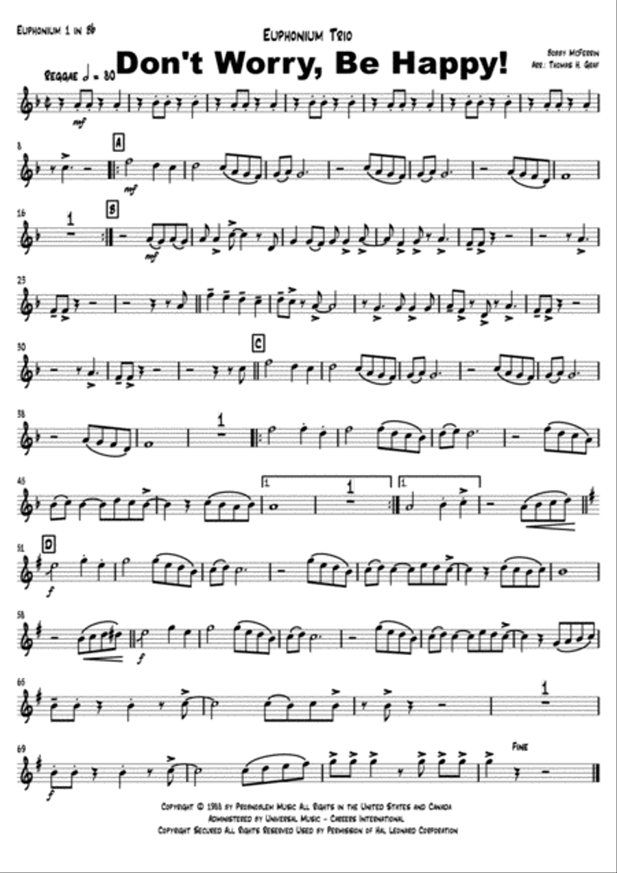 Don't Worry, Be Happy Euphonium scores gallery preview page 3