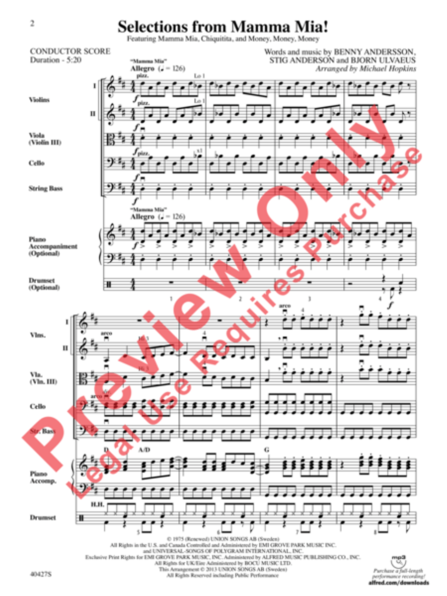 Mamma Mia!, Selections from String Orchestra scores gallery preview page 3
