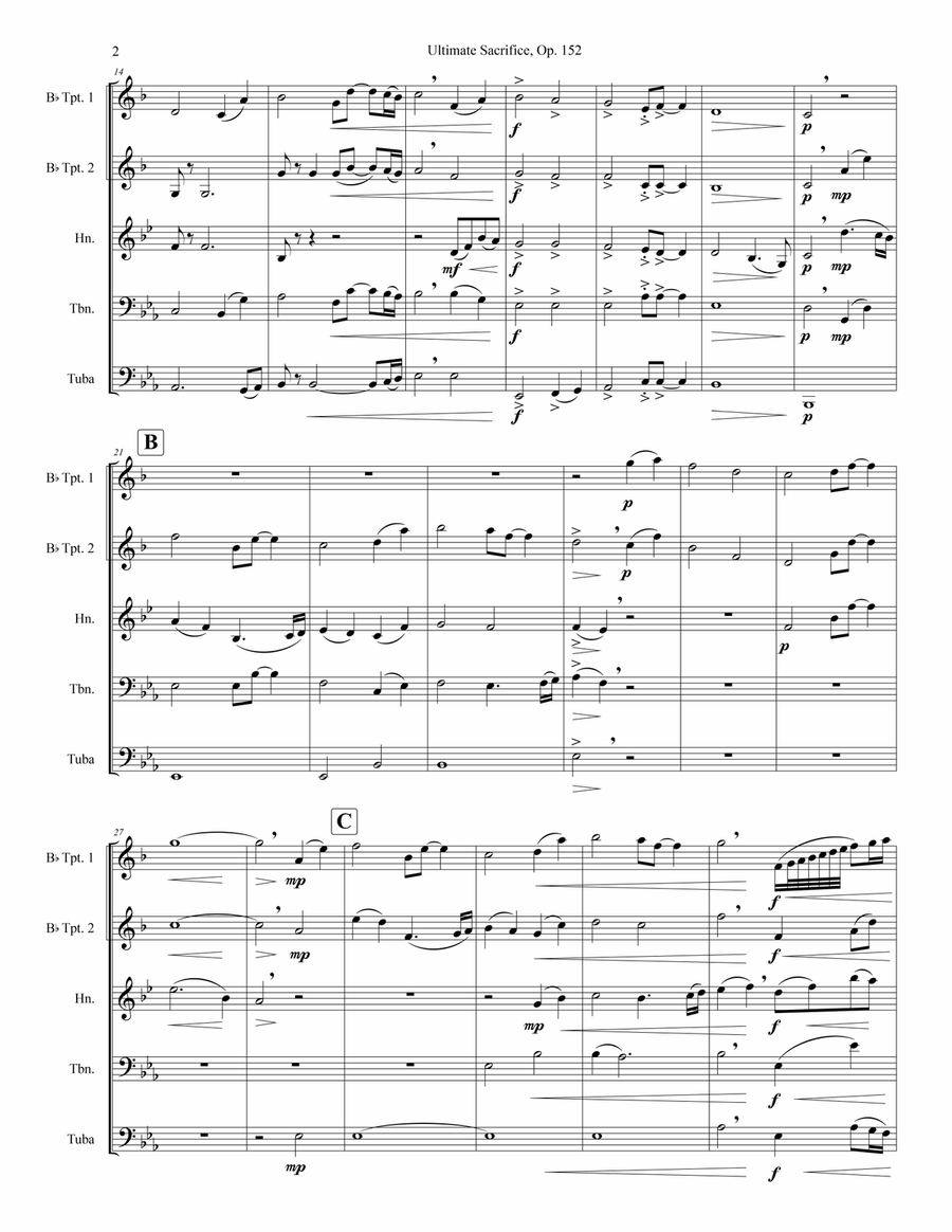 Ultimate Sacrifice, Op. 152 Brass Quintet scores gallery preview page 6