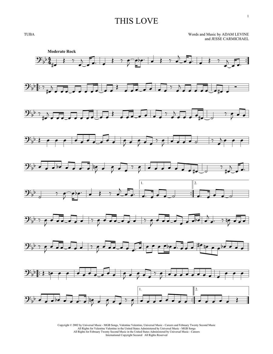 This Love This Love Tuba scores gallery preview page 1