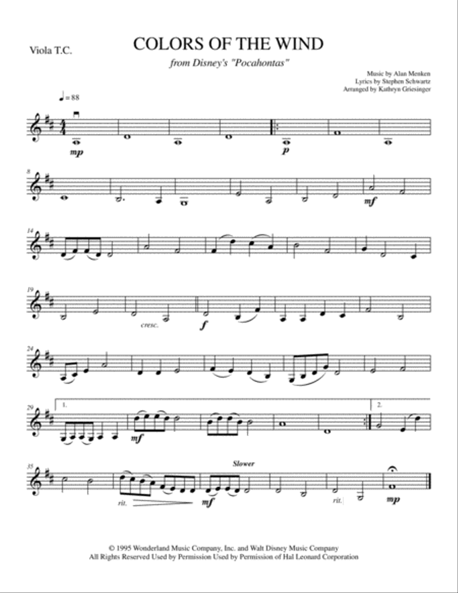 Colors Of The Wind String Quartet scores gallery preview page 3