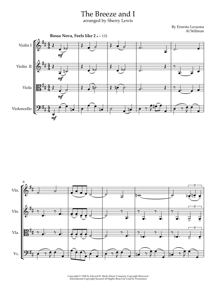 The Breeze And I String Quartet scores gallery preview page 1