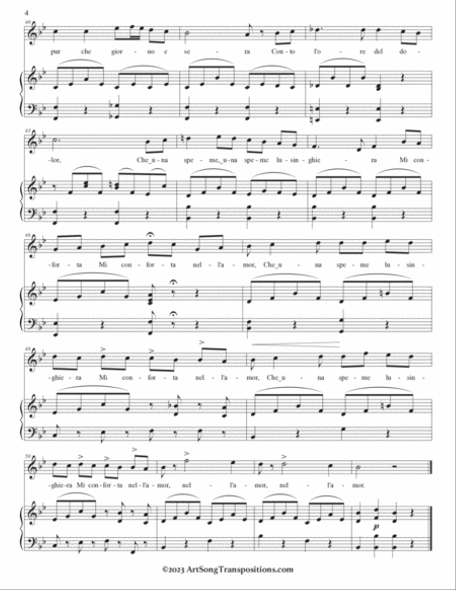 BELLINI: Vaga luna, che inargenti (transposed to B-flat major and A major) Voice scores gallery preview page 5