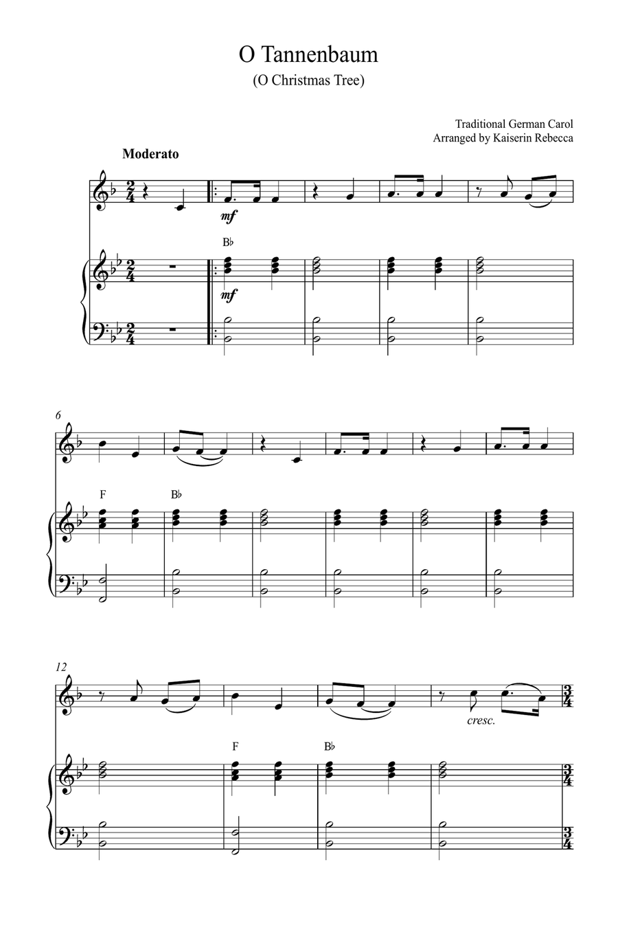 O Tannenbaum (O Christmas Tree) Piano scores gallery preview page 1