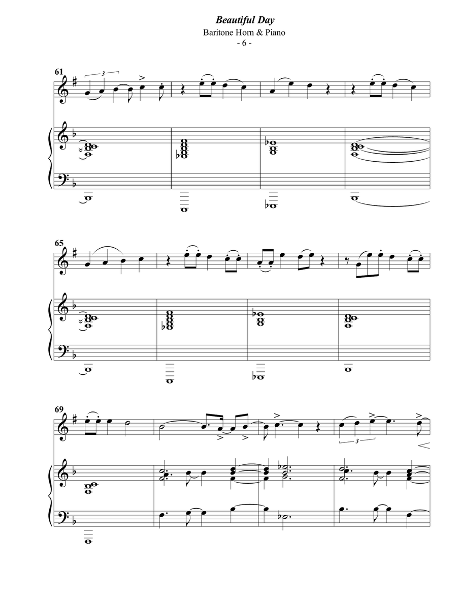 Beautiful Day by U2 Baritone Horn TC - Digital Sheet Music page 6