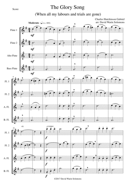 The Glory Song for Flute quartet (2 C flutes, alto flute, bass flute) image number null