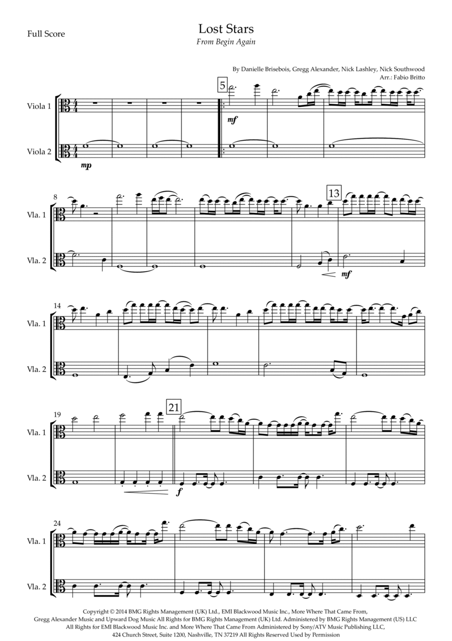 Lost Stars String Duet scores gallery preview page 1