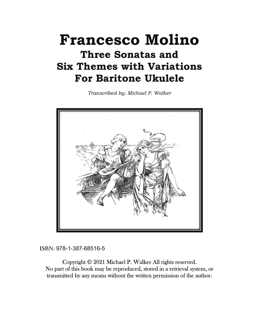 Francesco Molino: Three Sonatas and Six Themes with Variations For Baritone Ukulele Baritone Ukulele scores gallery preview page 1