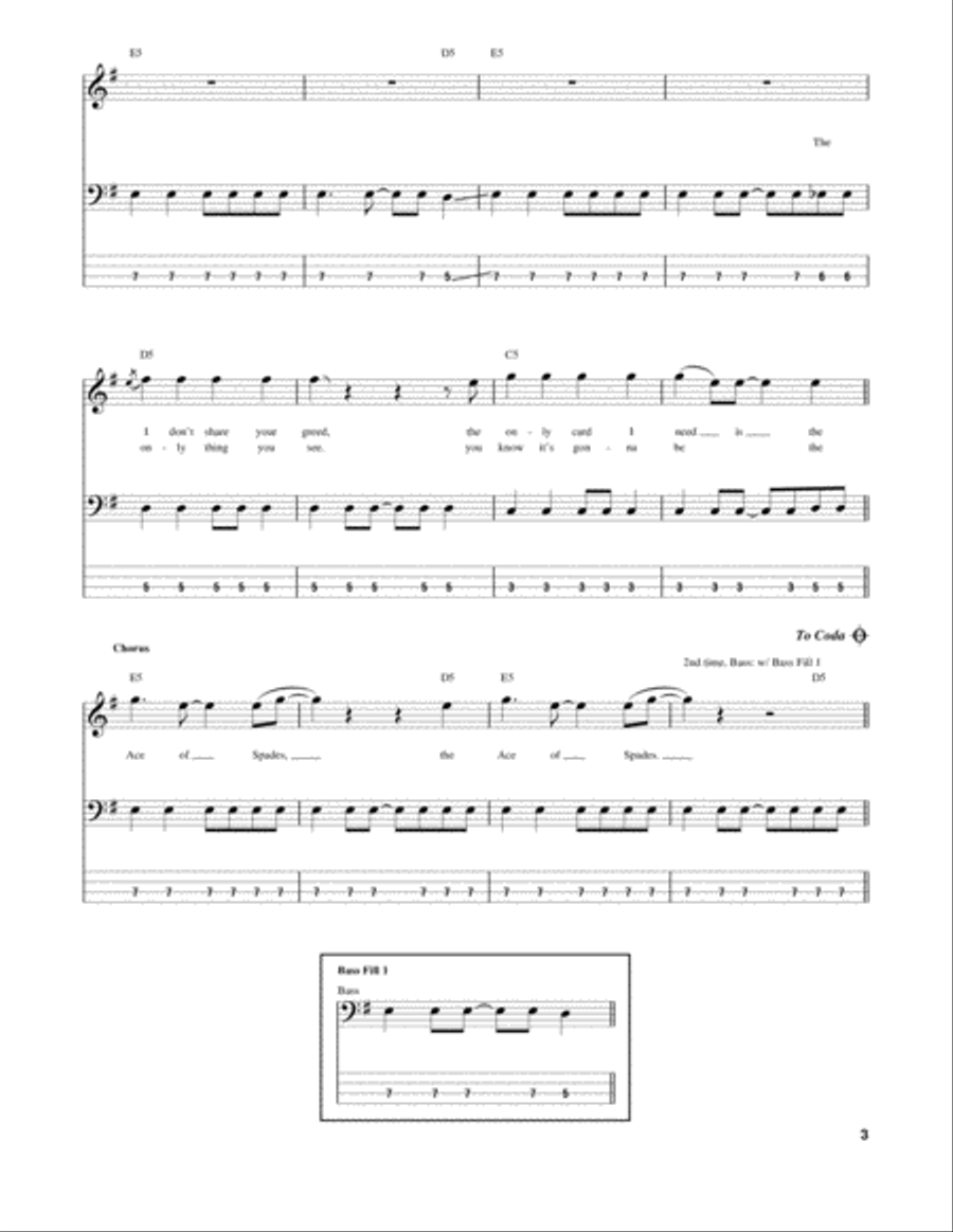 Ace Of Spades Guitar Tablature scores gallery preview page 3