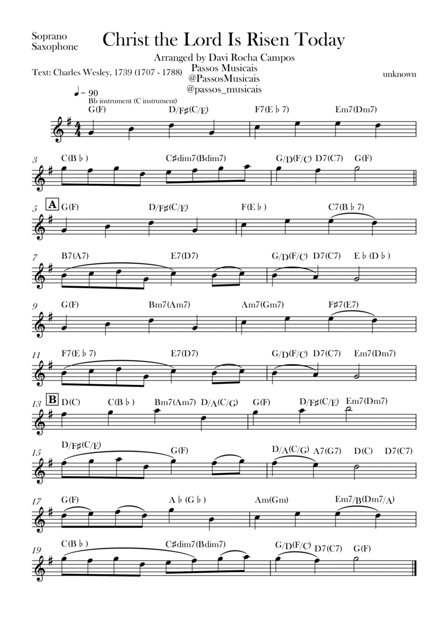 Christ the Lord is Rises today Soprano Saxophone scores gallery preview page 1