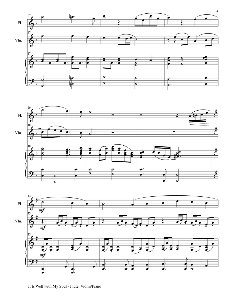 IT IS WELL WITH MY SOUL (Trio - Flute, Violin, Piano with Score and Parts) Small Ensemble scores gallery preview page 5