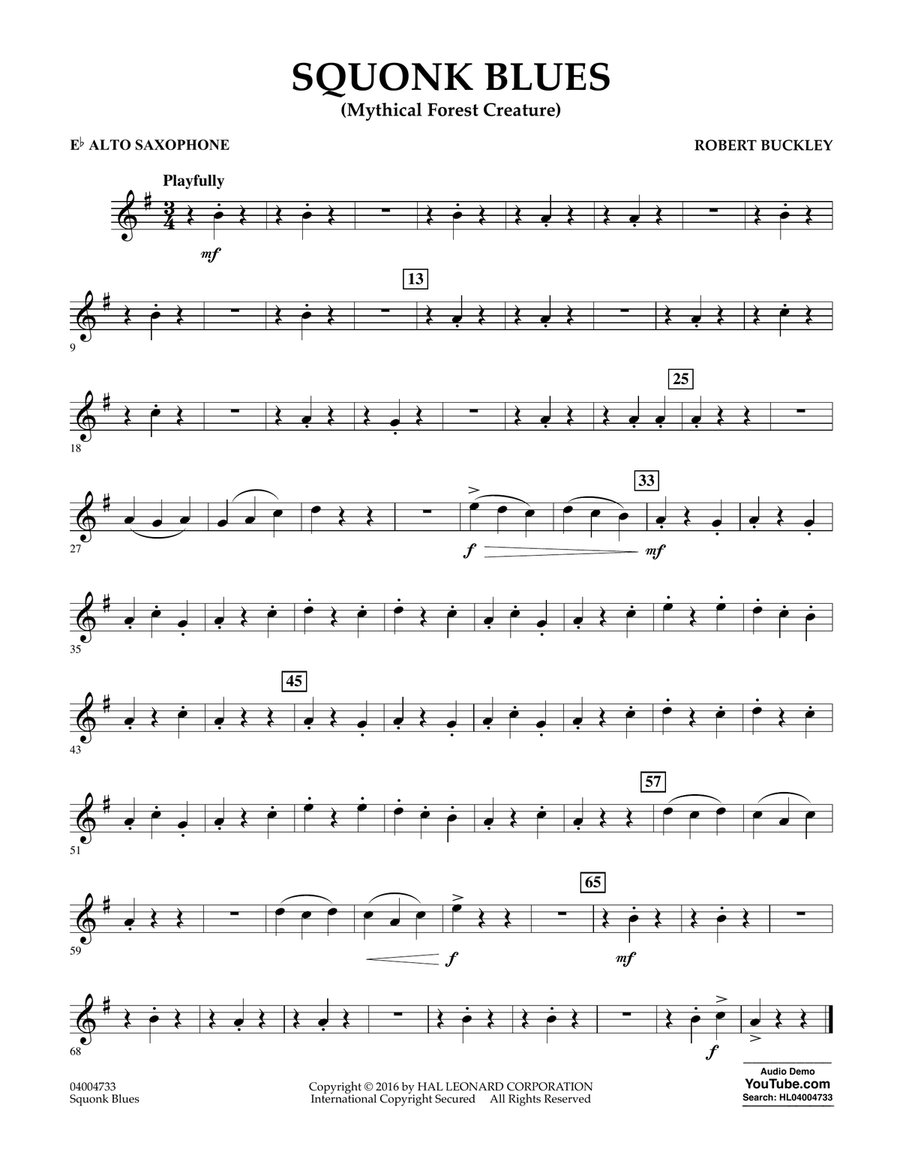 Squonk Blues - Eb Alto Saxophone Concert Band scores gallery preview page 1