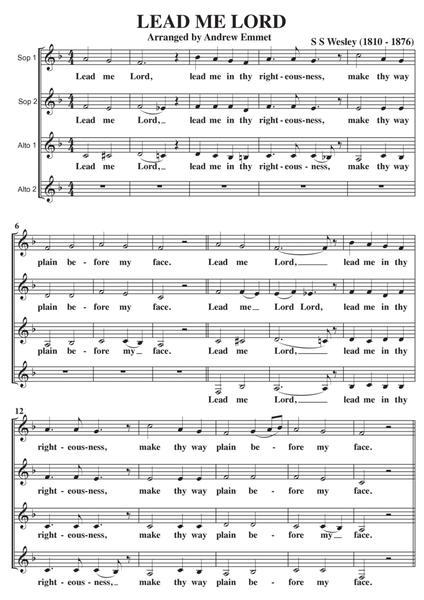 Lead Me Lord A Cappella SSAA image number null