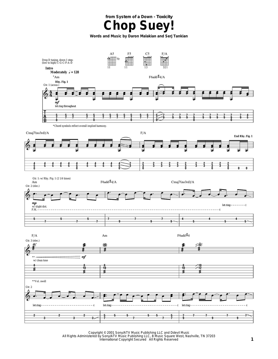 Chop Suey! Acoustic Guitar scores gallery preview page 1