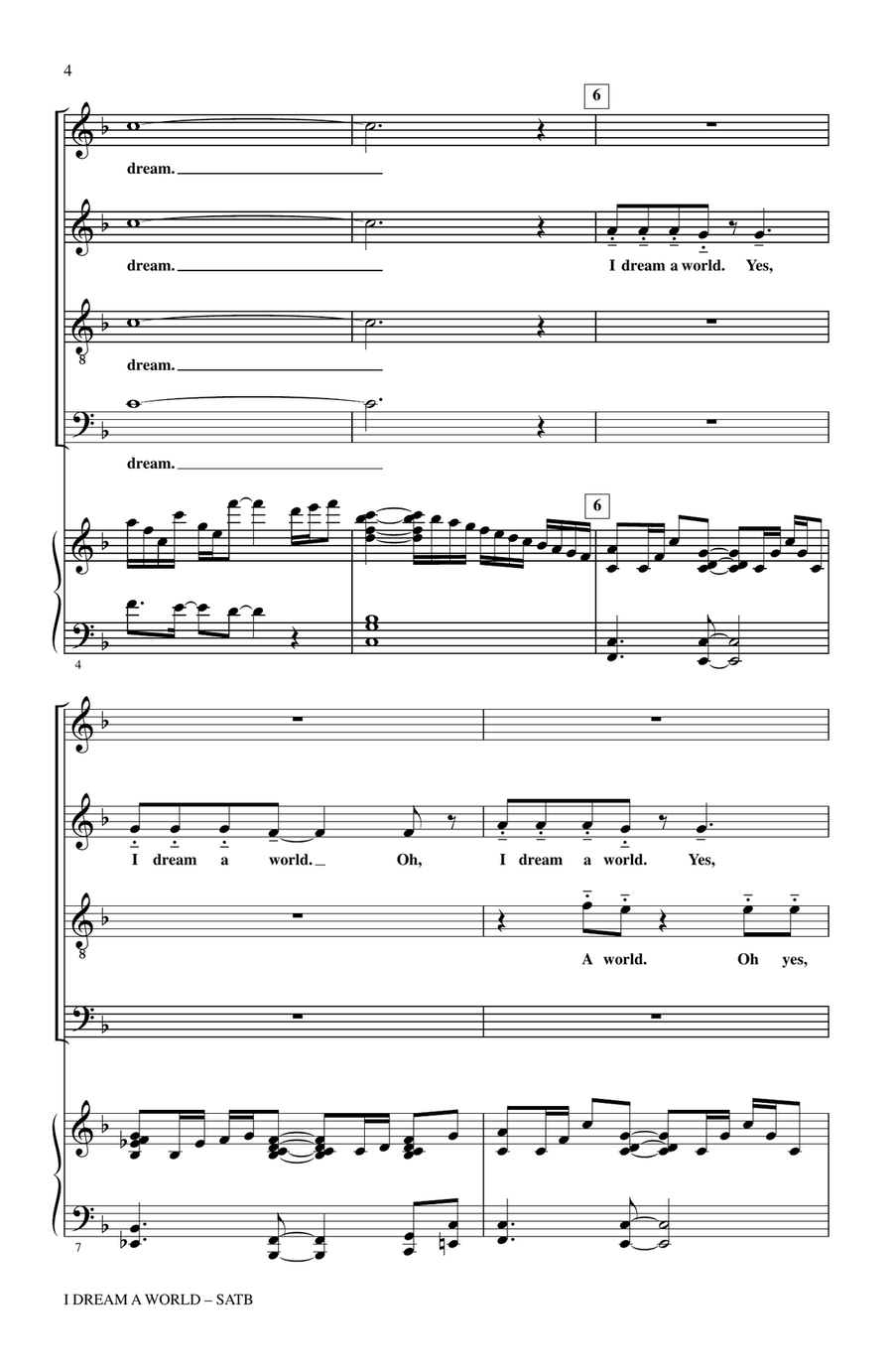 I Dream A World (from Trilogy of Dreams) 4-Part scores gallery preview page 2