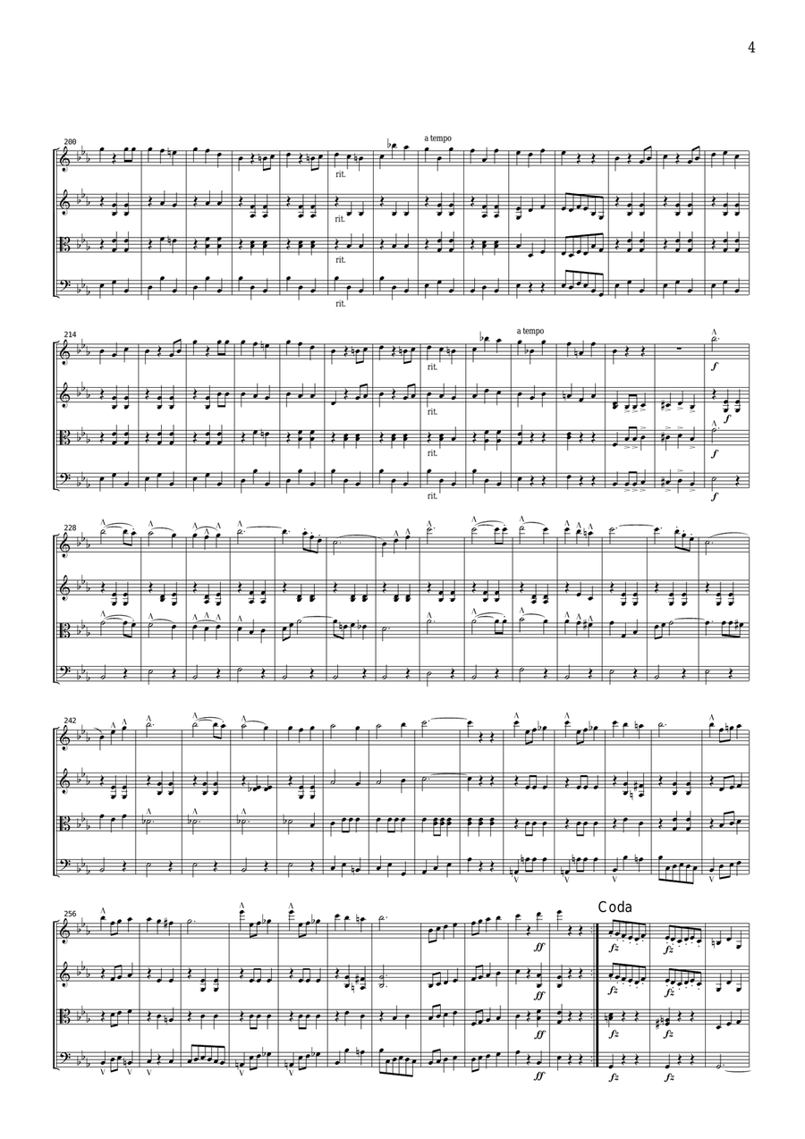 J.Strauss Roses from the South, for string quartet, CS106 String Quartet scores gallery preview page 4