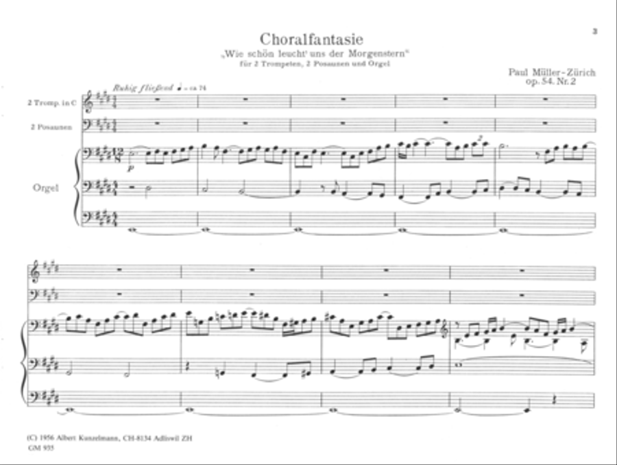 Wie schön leuchtet der Morgenstern (How lovely shines the morning star) Brass Ensemble scores gallery preview page 2