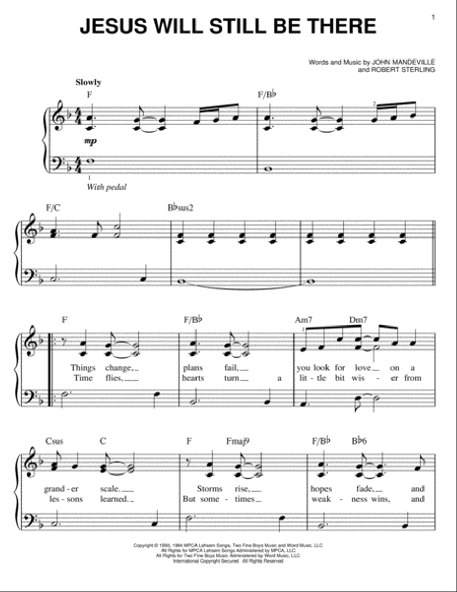 Jesus Will Still Be There Easy Piano scores gallery preview page 1