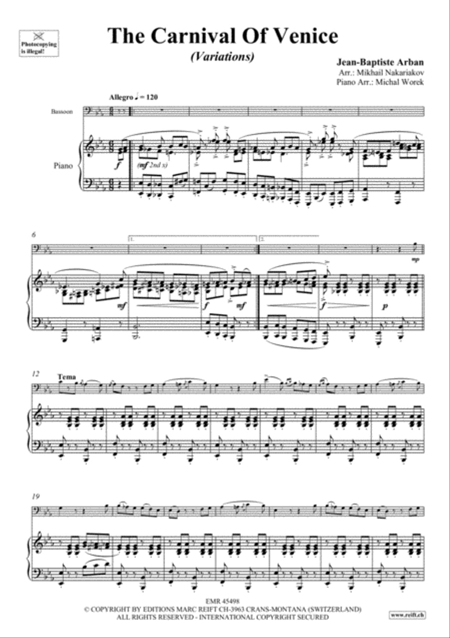 The Carnival Of Venice The Carnival Of Venice Bassoon Solo scores gallery preview page 4