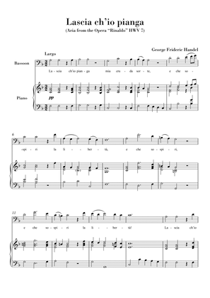 Lascia ch'io pianga (for Bassoon and Piano) Original Key F major