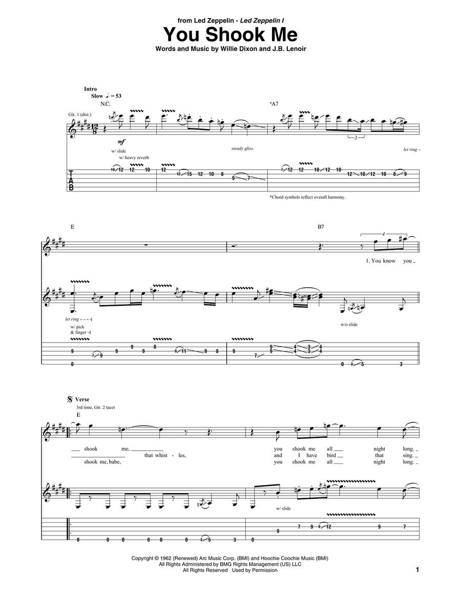 You Shook Me You Shook Me Electric Guitar scores gallery preview page 1